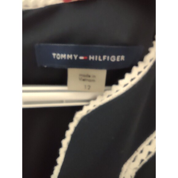 Tommy Hilfiger Dress Size 12 Dark Blue With White Lace Trim Sleeveless - Picture 4 of 12